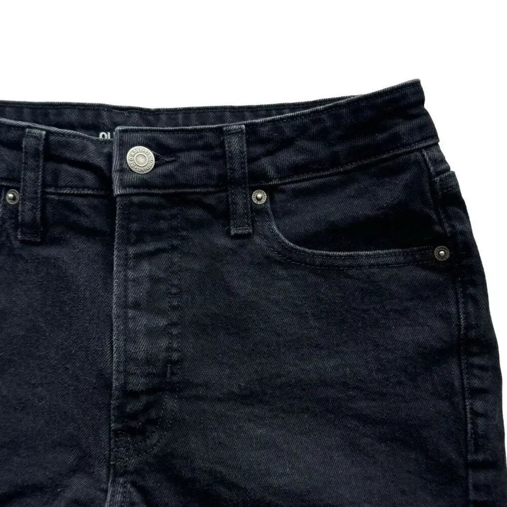 Old Navy High Rise OG Straight Black Long Denim Shorts Women’s Size 6